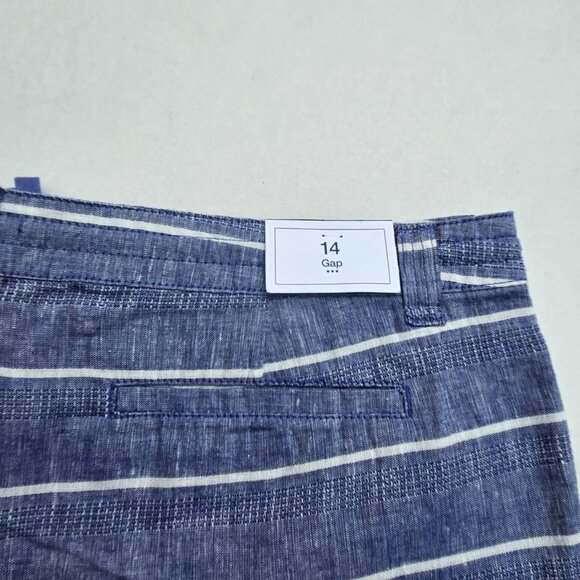 GAP Blue & White Striped LINEN Cotton blend Shorts Size 14 drawstring summer NWT - Picture 8 of 12